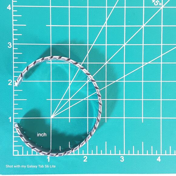 Silver Tone Twisted Cuff Bracelet - Picture 8 of 8